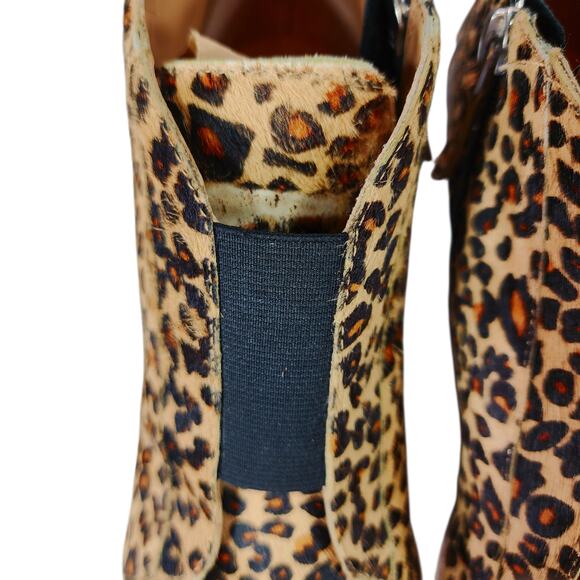 Linea Paolo Wedge Sneakers sz 9M Women Leopard‎ Print Fur Calf Hair Beige Orange - Picture 10 of 12